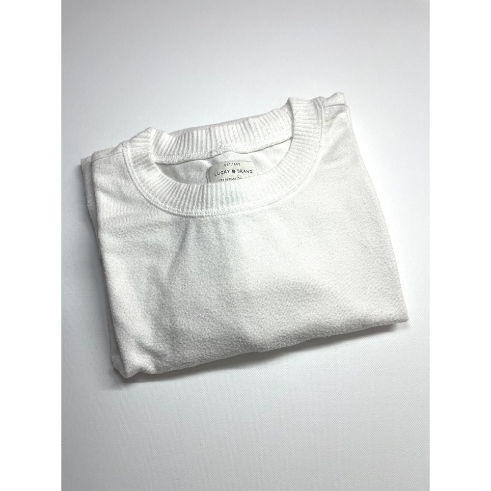 Lucky Brand Womens White Long Sleeve Knit Pullover Top Crew Neck Small RN 80318